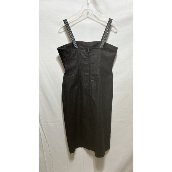 BCBG Maxazria Jean L Black Denim Spaghetti Polka Dot‎ Strap Dress - No Size Tag - Picture 10 of 11